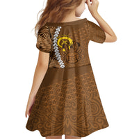 Vanuatu Coconut Crab Kid Short Sleeve Dress Ni-Van Tropical Leaves With Sand Drawing Art