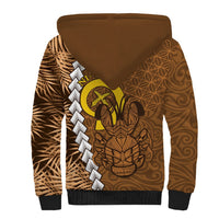 Vanuatu Coconut Crab Sherpa Hoodie Ni-Van Tropical Leaves With Sand Drawing Art LT14 - Polynesian Pride
