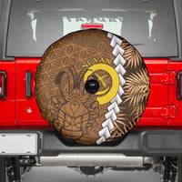 Vanuatu Coconut Crab Spare Tire Cover Ni-Van Tropical Leaves With Sand Drawing Art LT14 - Polynesian Pride