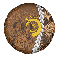 Vanuatu Coconut Crab Spare Tire Cover Ni-Van Tropical Leaves With Sand Drawing Art LT14 - Polynesian Pride