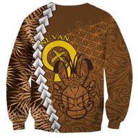 Vanuatu Coconut Crab Sweatshirt Ni-Van Tropical Leaves With Sand Drawing Art LT14 - Polynesian Pride