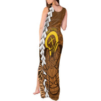 Vanuatu Coconut Crab Tank Maxi Dress Ni-Van Tropical Leaves With Sand Drawing Art LT14 - Polynesian Pride
