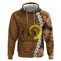 Vanuatu Coconut Crab Zip Hoodie Ni-Van Tropical Leaves With Sand Drawing Art