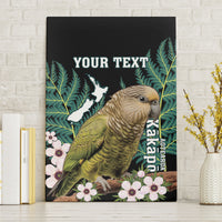 Personalised New Zealand Kakapo Canvas Wall Art Aotearoa Fern With Manuka LT14 Without Frame Black - Polynesian Pride