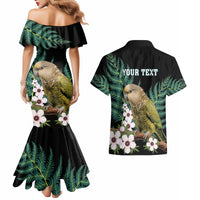 Personalised New Zealand Kakapo Couples Matching Mermaid Dress and Hawaiian Shirt Aotearoa Fern With Manuka LT14 - Polynesian Pride