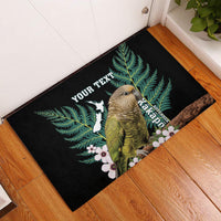 Personalised New Zealand Kakapo Rubber Doormat Aotearoa Fern With Manuka LT14 Black - Polynesian Pride