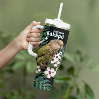 Personalised New Zealand Kakapo Tumbler With Handle Aotearoa Fern With Manuka LT14 - Polynesian Pride