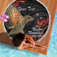 Personalised New Zealand Kea Beach Blanket Nestor Notabilis With Harakeke Maori Pattern LT14 - Polynesian Pride