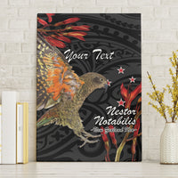 Personalised New Zealand Kea Canvas Wall Art Nestor Notabilis With Harakeke Maori Pattern LT14 Without Frame Black - Polynesian Pride