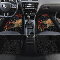 Personalised New Zealand Kea Car Mats Nestor Notabilis With Harakeke Maori Pattern LT14 Set 4pcs Black - Polynesian Pride