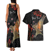 Personalised New Zealand Kea Couples Matching Tank Maxi Dress and Hawaiian Shirt Nestor Notabilis With Harakeke Maori Pattern