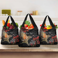 Personalised New Zealand Kea Grocery Bag Nestor Notabilis With Harakeke Maori Pattern LT14 3-pack One Size Black - Polynesian Pride