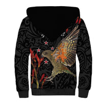 Personalised New Zealand Kea Sherpa Hoodie Nestor Notabilis With Harakeke Maori Pattern LT14 - Polynesian Pride