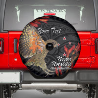 Personalised New Zealand Kea Spare Tire Cover Nestor Notabilis With Harakeke Maori Pattern LT14 - Polynesian Pride