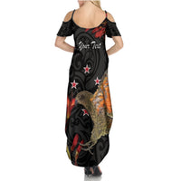 Personalised New Zealand Kea Summer Maxi Dress Nestor Notabilis With Harakeke Maori Pattern LT14 - Polynesian Pride