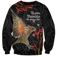 Personalised New Zealand Kea Sweatshirt Nestor Notabilis With Harakeke Maori Pattern LT14 Unisex Black - Polynesian Pride