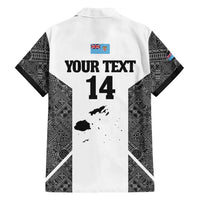 Custom Fiji Tapa Rugby Family Matching Puletasi and Hawaiian Shirt Flying Fijian Black And White Version