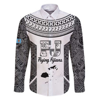 Custom Fiji Tapa Rugby Family Matching Puletasi and Hawaiian Shirt Flying Fijian Black And White Version