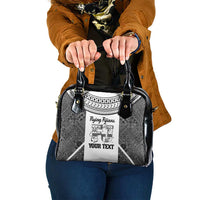 Custom Fiji Tapa Rugby Shoulder Handbag Flying Fijian Black And White Version
