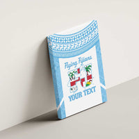 Custom Fiji Tapa Rugby Canvas Wall Art Flying Fijian Blue And White Version