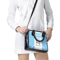 Custom Fiji Tapa Rugby Shoulder Handbag Flying Fijian Blue And White Version