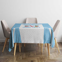 Custom Fiji Tapa Rugby Tablecloth Flying Fijian Blue And White Version