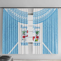 Custom Fiji Tapa Rugby Window Curtain Flying Fijian Blue And White Version