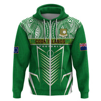 Custom Cook Islands Football Hoodie Go Kuki Airani Polynesian Sporty Style LT14 Zip Hoodie Green - Polynesian Pride