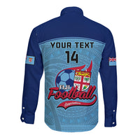Personalised Fiji Football Long Sleeve Button Shirt Fijian Tapa Pattern Sporty Style LT14 - Polynesian Pride