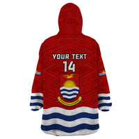 Personalised Kiribati Football Wearable Blanket Hoodie Polynesian Pattern Mix Kiribatian Flag LT14 - Polynesian Pride