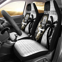 Custom Fiji And New Zealand Rugby Car Seat Cover Aotearoa Silver Fern Mix Fijian Tapa Pattern