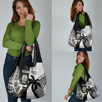 Custom Fiji And New Zealand Rugby Grocery Bag Aotearoa Silver Fern Mix Fijian Tapa Pattern