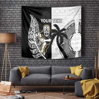 Custom Fiji And New Zealand Rugby Tapestry Aotearoa Silver Fern Mix Fijian Tapa Pattern