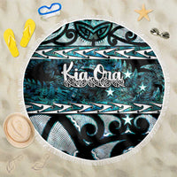 Kia Ora New Zealand Beach Blanket Aotearoa Proud Maori Paua Shell Silver Fern LT14 One Size 150cm Black - Polynesian Pride