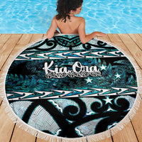 Kia Ora New Zealand Beach Blanket Aotearoa Proud Maori Paua Shell Silver Fern LT14 - Polynesian Pride