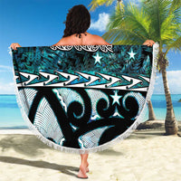 Kia Ora New Zealand Beach Blanket Aotearoa Proud Maori Paua Shell Silver Fern LT14 - Polynesian Pride