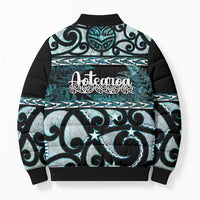 Kia Ora New Zealand Bomber Puffer Jacket Aotearoa Proud Maori Paua Shell Silver Fern - Polynesian Pride