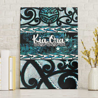 Kia Ora New Zealand Canvas Wall Art Aotearoa Proud Maori Paua Shell Silver Fern LT14 Without Frame Black - Polynesian Pride