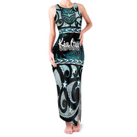 Kia Ora New Zealand Family Matching Tank Maxi Dress and Hawaiian Shirt Aotearoa Proud Maori Paua Shell Silver Fern - Polynesian Pride