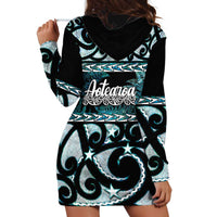 Kia Ora New Zealand Hoodie Dress Aotearoa Proud Maori Paua Shell Silver Fern - Polynesian Pride