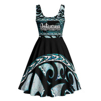 Kia Ora New Zealand Midi Dress Aotearoa Proud Maori Paua Shell Silver Fern - Polynesian Pride