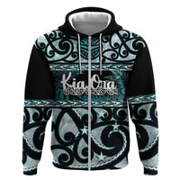 Kia Ora New Zealand Zip Hoodie Aotearoa Proud Maori Paua Shell Silver Fern - Polynesian Pride