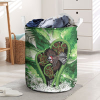 Piwakawaka New Zealand Christmas In July Laundry Basket NZ Aroha Koru Fern Marble Vibes