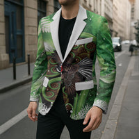 Piwakawaka New Zealand Christmas In July Blazer NZ Aroha Koru Fern Marble Vibes