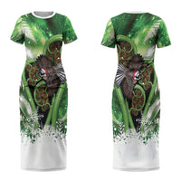 Piwakawaka New Zealand Christmas In July Couples Matching Short Sleeve Bodycon Dress and Long Sleeve Button Shirt NZ Aroha Koru Fern Marble Vibes LT14 - Polynesian Pride