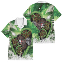 Piwakawaka New Zealand Christmas In July Family Matching Mermaid Dress and Hawaiian Shirt NZ Aroha Koru Fern Marble Vibes LT14 Dad's Shirt - Short Sleeve Green - Polynesian Pride
