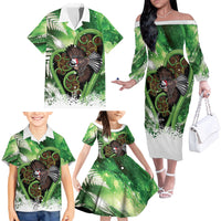 Piwakawaka New Zealand Christmas In July Family Matching Off The Shoulder Long Sleeve Dress and Hawaiian Shirt NZ Aroha Koru Fern Marble Vibes LT14 - Polynesian Pride