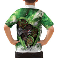 Piwakawaka New Zealand Christmas In July Family Matching Puletasi and Hawaiian Shirt NZ Aroha Koru Fern Marble Vibes