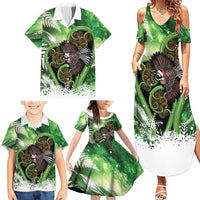 Piwakawaka New Zealand Christmas In July Family Matching Summer Maxi Dress and Hawaiian Shirt NZ Aroha Koru Fern Marble Vibes LT14 - Polynesian Pride