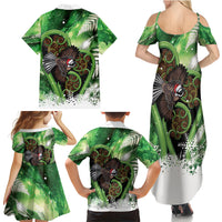 Piwakawaka New Zealand Christmas In July Family Matching Summer Maxi Dress and Hawaiian Shirt NZ Aroha Koru Fern Marble Vibes LT14 Mom's Dress Green - Polynesian Pride
